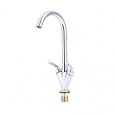 Gooseneck Design Kitchen Mixer Tap Mono Dual Handle Faucet Outlet Pipe Supplies - B07DSB25V2